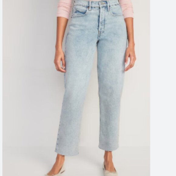 NEW Curvy Extra High-Waisted Button-Fly Sky-Hi Straight Jeans Size 26 - Picture 1 of 5
